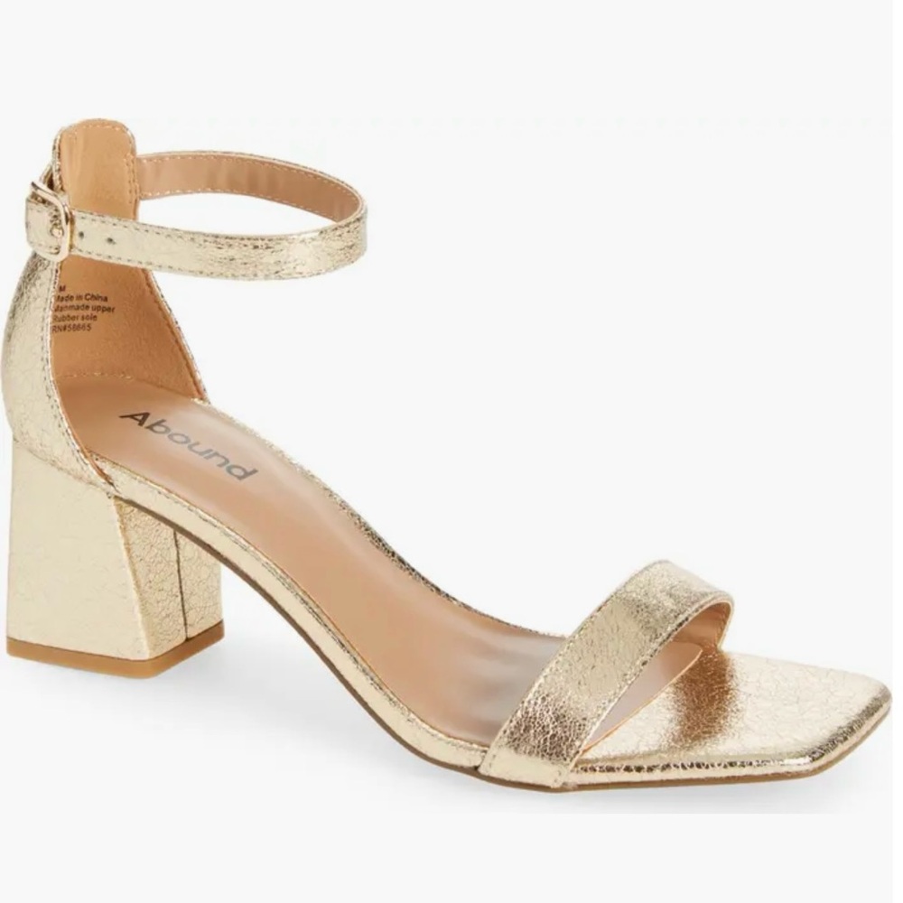 Abound | Finn Ankle Strap Sandal in Gold Crinkle | Women’s Heels | Size 10